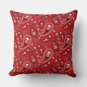 Paisley Pattern with Red Background-23214 Cushion