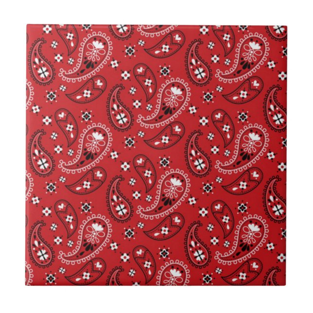 Paisley Pattern with Red Background-23214 Tile (Front)