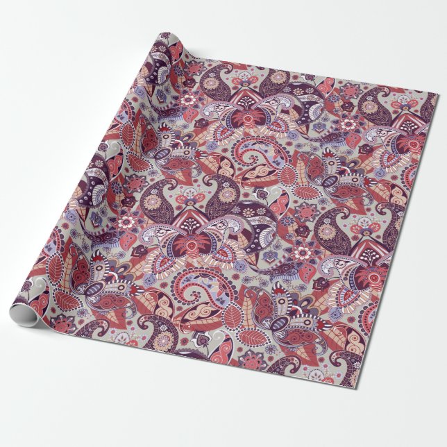 Paisley pattern wrapping paper (Unrolled)