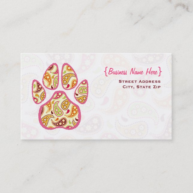 Paisley Paw Print Business Card (Front)