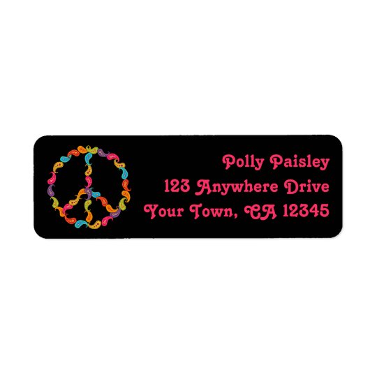 Paisley Peace Sign Return Address Label
