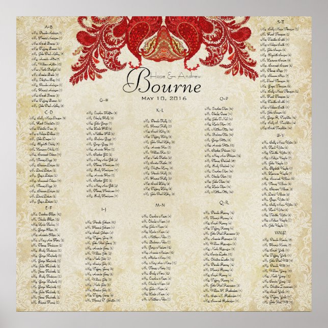 Paisley Peacock- choose 35 x 35 size for 200 guest Poster (Front)