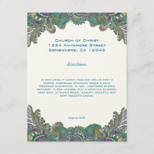 Paisley Peacock Colours Wedding Direction Receptio Enclosure Card