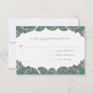 Paisley Peacock Colours Wedding Response Cards