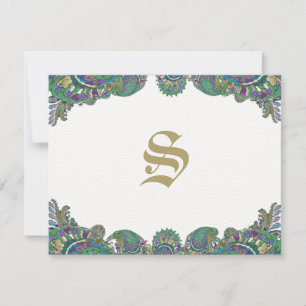 Paisley Peacock Colours Wedding Response Cards