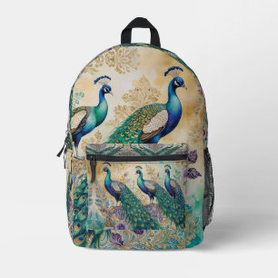 Paisley Peacock Floral Watercolor  Printed Backpack