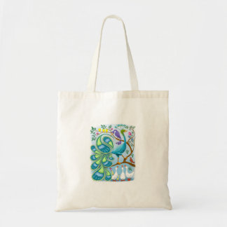 paisley peacock hand tote bag