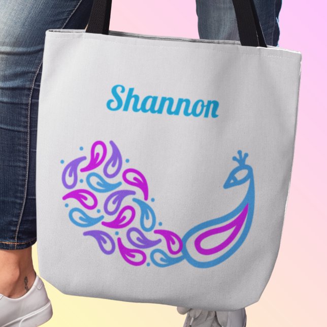Paisley peacock tote bag (Pretty paisley peacock customizable bag)