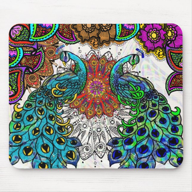 Paisley Peacocks Mouse Mat (Front)