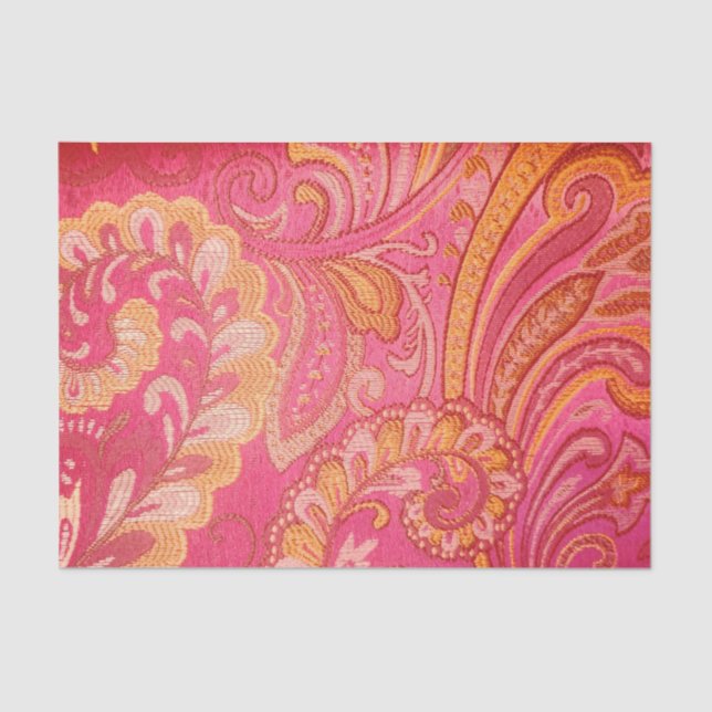 Paisley Pink and Orange Tissue Decoupage Paper (Front)