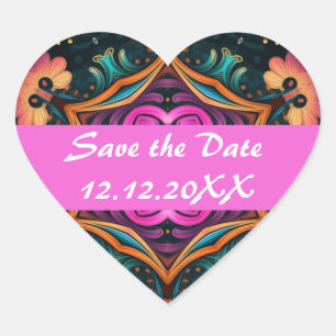 Paisley Pink Floral Flowe 6a4 Heart Sticker