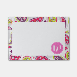 Paisley & Pink Monogram Post-it Notes