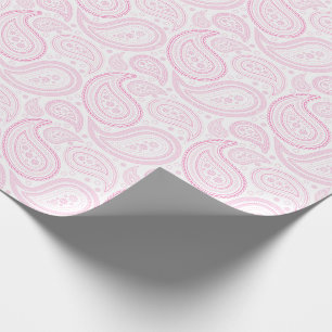 Paisley Pink on White Wrapping Paper