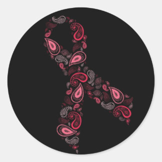 paisley pink ribbon sticker - black