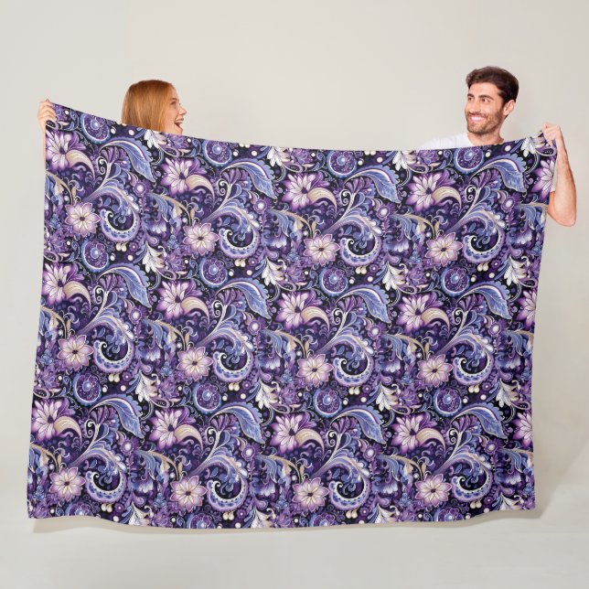 Paisley Print Fleece Blanket (In Situ)