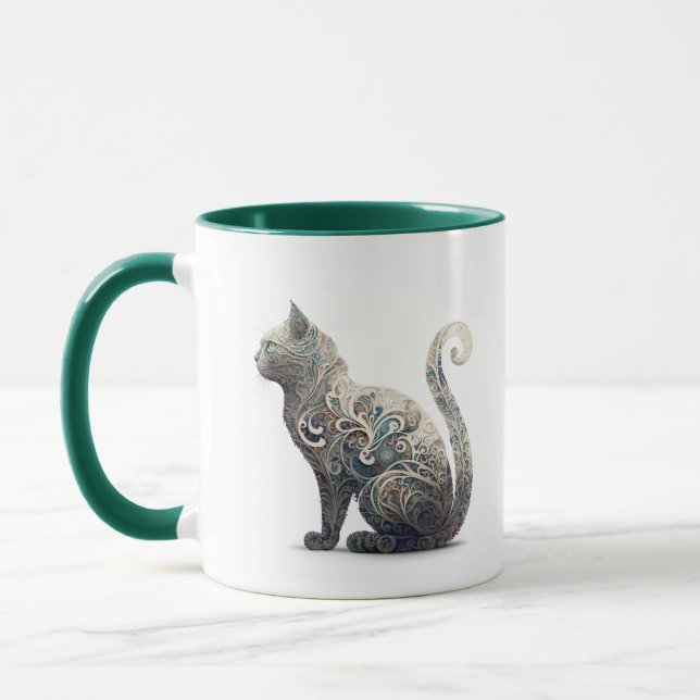 Paisley Profile Cat Mug (Left)