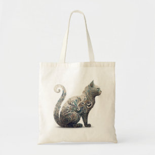 Paisley Profile Cat Tote Bag