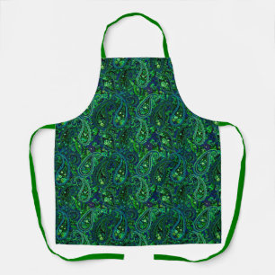 Paisley Profusion Vibrant Floral Blue Green Apron