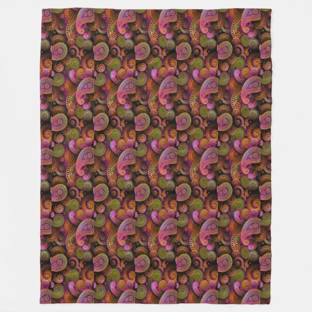 Paisley Purple Fleece Blanket (Front)