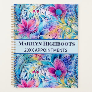 Paisley Purple Flowers with Blue Leaves Planner