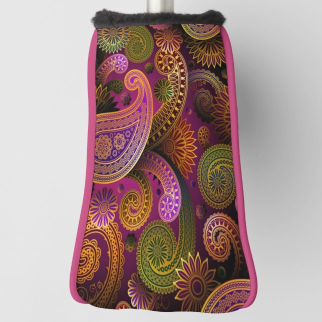 Paisley Purple Golf Head Cover (Rotate 90)