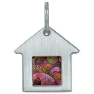 Paisley Purple Pet ID Tag