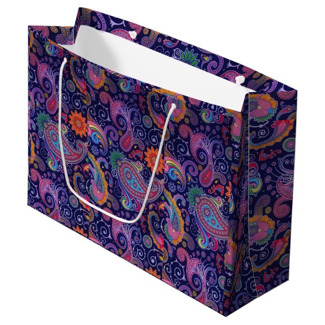 Paisley Purple pink Large Gift Bag (Front Angled)