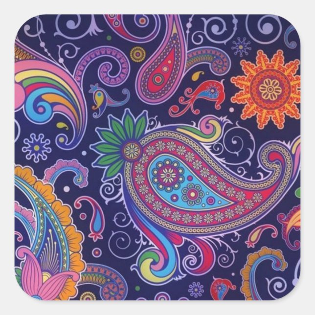 Paisley Purple pink Square Sticker (Front)