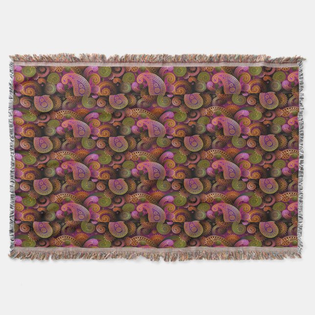 Paisley Purple Throw Blanket (Front)