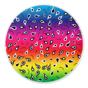 Paisley Rainbow Ceramic Knob