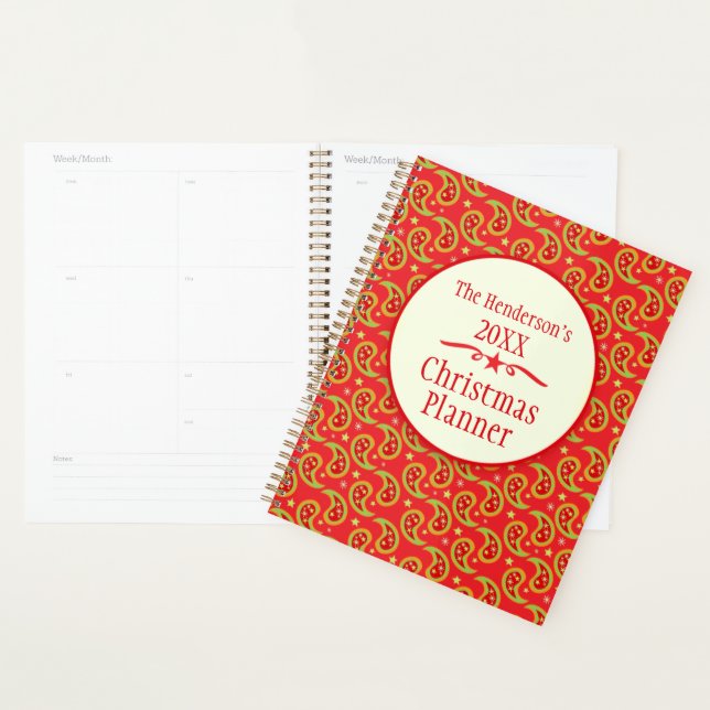 Paisley red family countdown to Christmas planner (Display)