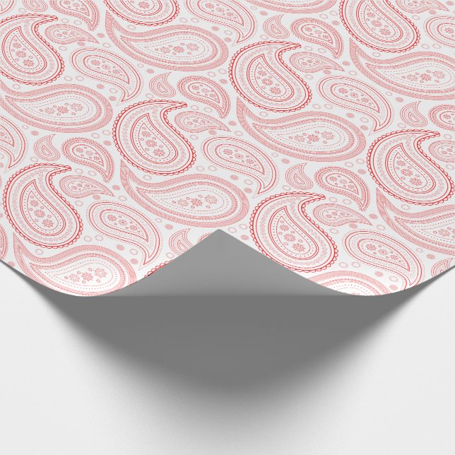 Paisley Red on White Wrapping Paper (Corner)