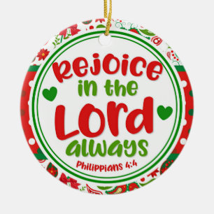 Paisley Rejoice in the Lord Always Christmas Ceramic Tree Decoration