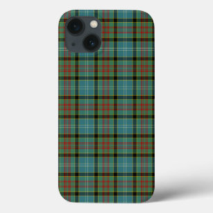 Paisley Scotland Tartan Turquoise and Black Plaid iPhone 13 Case