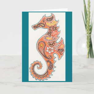 Paisley Seahorse Card