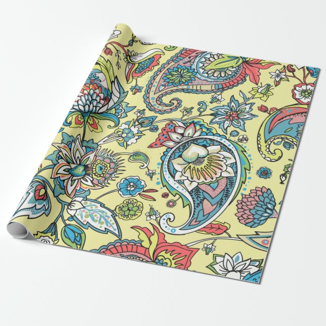 Paisley seamless pattern based on the traditional  wrapping paper (Unrolled)
