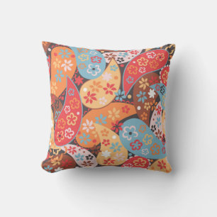 Paisley seamless pattern, colourful vintage hand d cushion