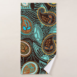 Paisley seamless pattern, jeans texture effect bath towel