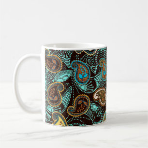 Paisley seamless pattern, jeans texture effect coffee mug