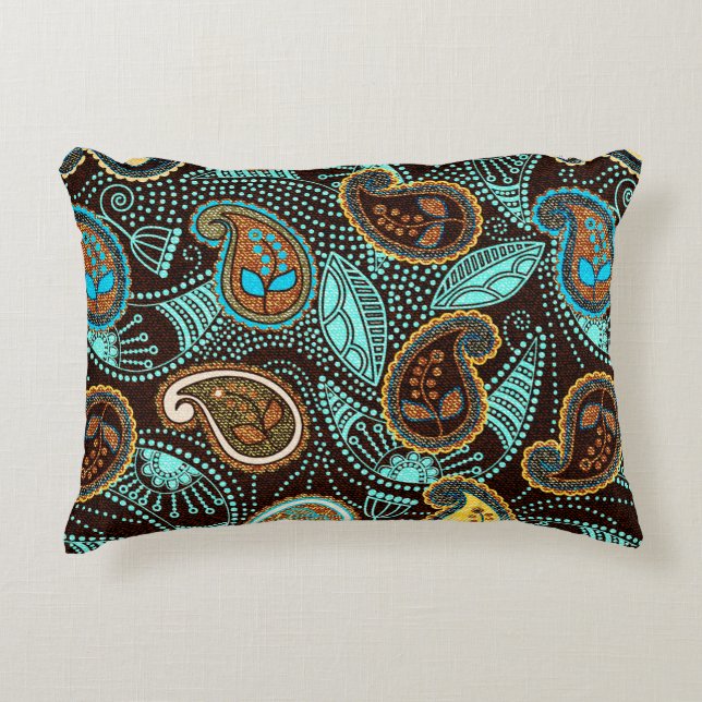 Paisley seamless pattern, jeans texture effect  decorative cushion (Front)
