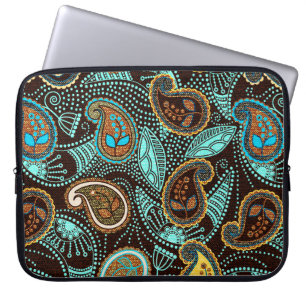 Paisley seamless pattern, jeans texture effect  laptop sleeve