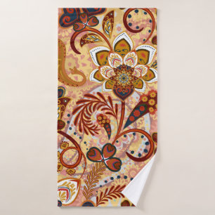 Paisley seamless pattern with flowers in indian st bath towel