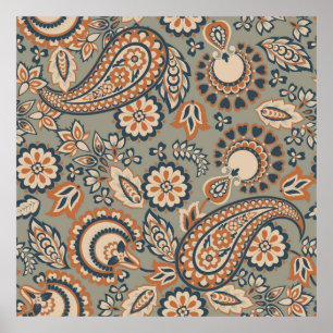 Paisley seamless vintage pattern. Backgrou vintage Poster