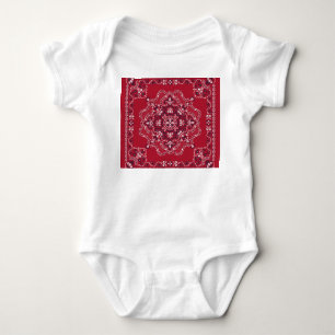 Paisley, skulls, bandanna, square design. baby bodysuit
