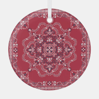 Paisley, skulls, bandanna, square design. glass tree decoration