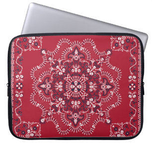 Paisley, skulls, bandanna, square design. laptop sleeve