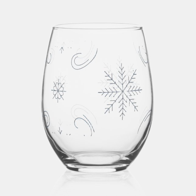 Paisley Snowflake Band Stemless Wine Glass (Front)