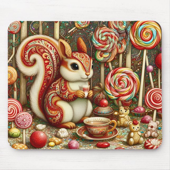  ~ Paisley Squirrel ~ tea party  ~ Mousepad (Front)