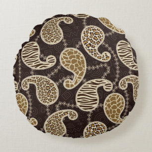 Paisley style background round cushion