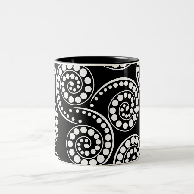 Paisley swirl pattern modern Two-Tone coffee mug (Center)